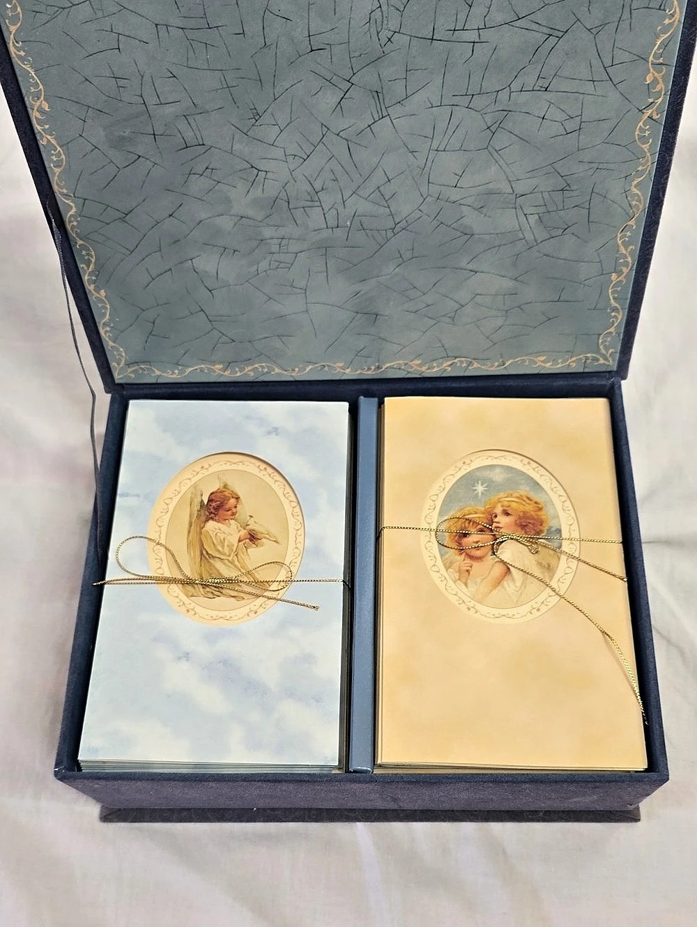 New Seasons Vintage Angels Illustrated 36 Note Card With Envelopes Set In Box